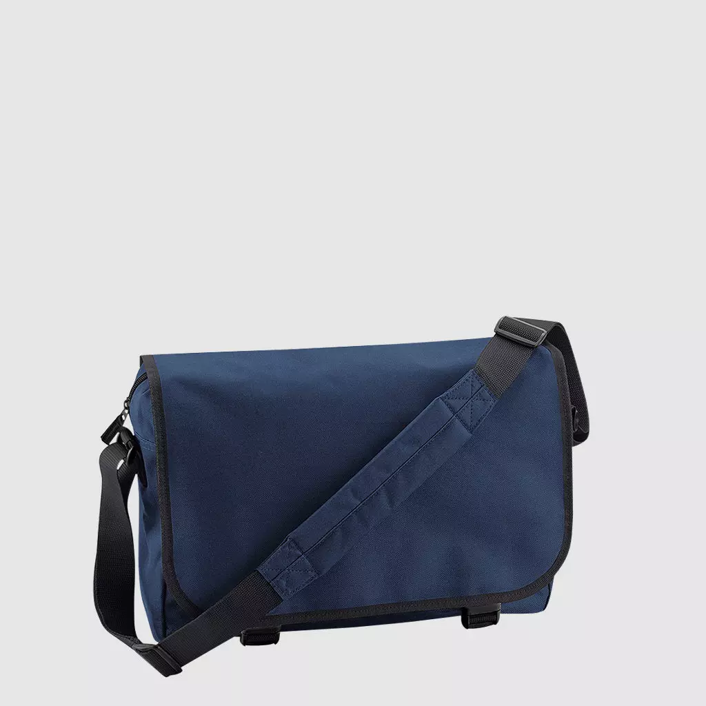 Custom messenger bag with long handles and front zip pockets