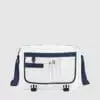 Custom messenger bag with long handles and front zip pockets