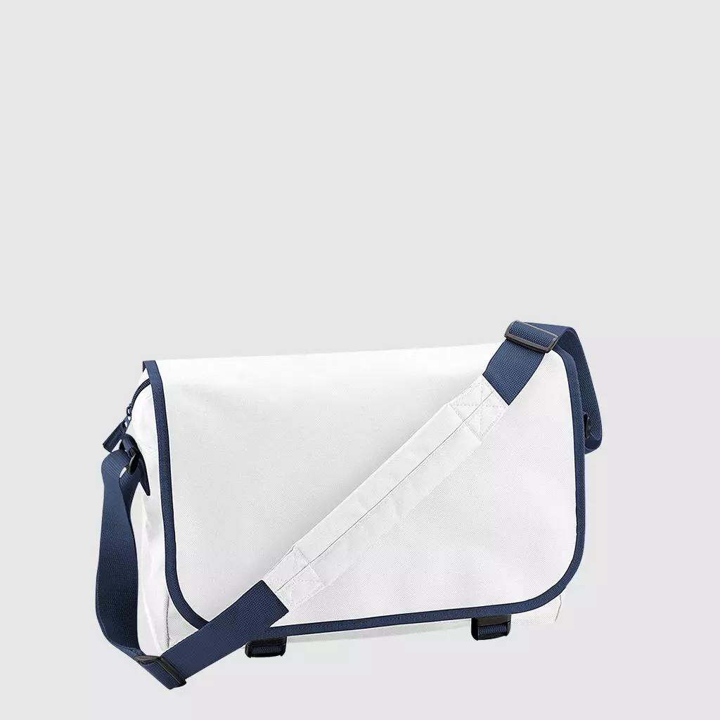 Custom messenger bag with long handles and front zip pockets
