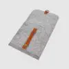 open felt folder with brown embossed strap