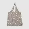 Eco cotton foldable shopping bag with black print on natural