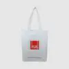white tote bag with black lining