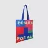 all over print on tote bag bright colours on panels of bag and handles