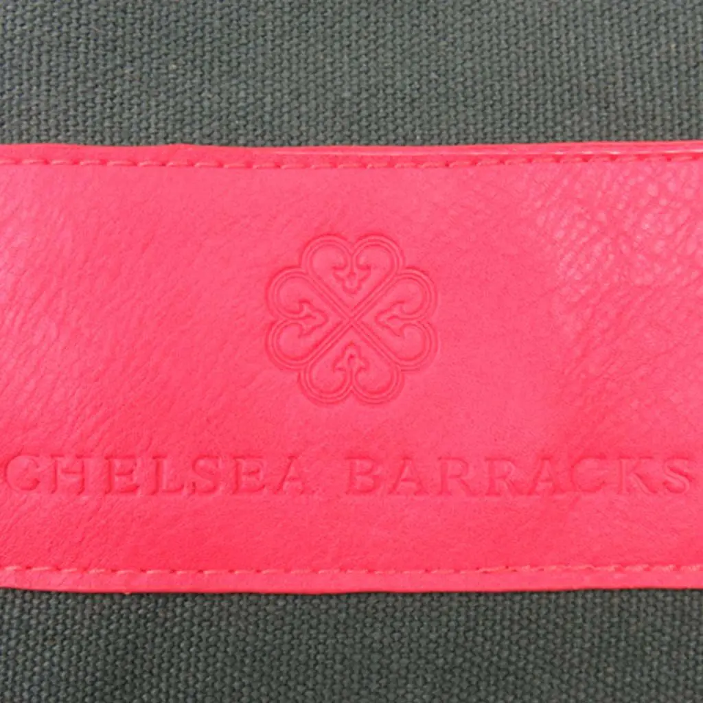 custom premium tote bag with embossed leather badge