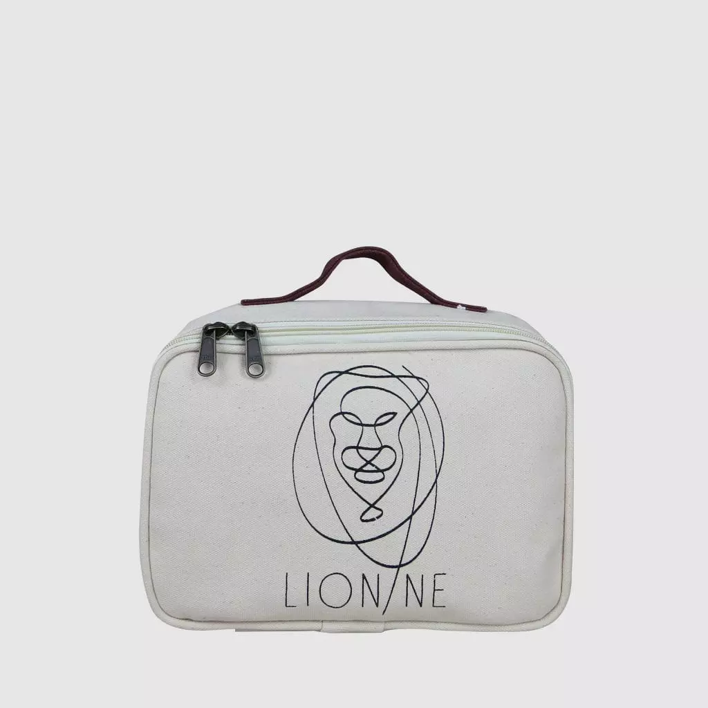 branded packaging natural canvas zipped pouch with leather handle