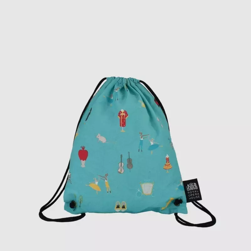 theatre merchandise drawstring bag with digital print