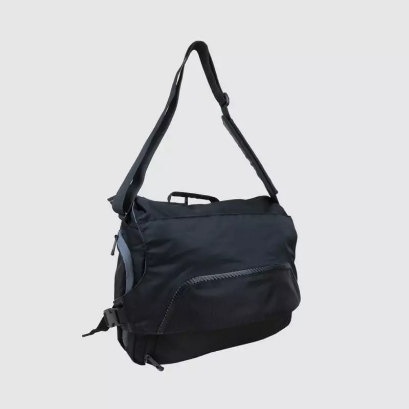 custom tech bag in black polyester and red lining