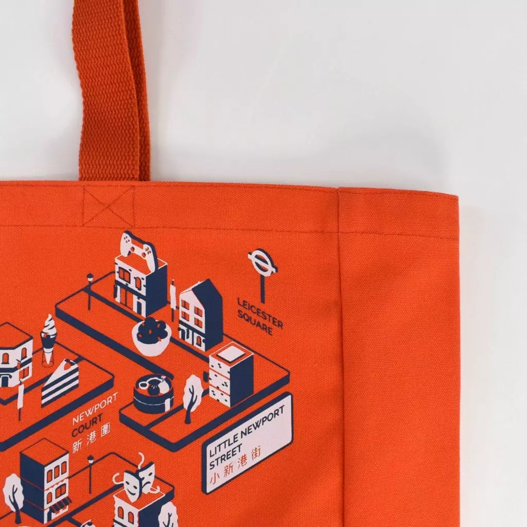 Detailed screen print on Pantone dyed bag