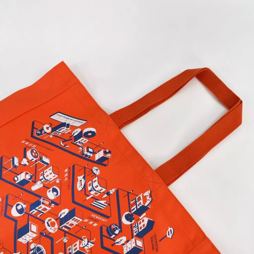 Pantone dyed bag with screen print