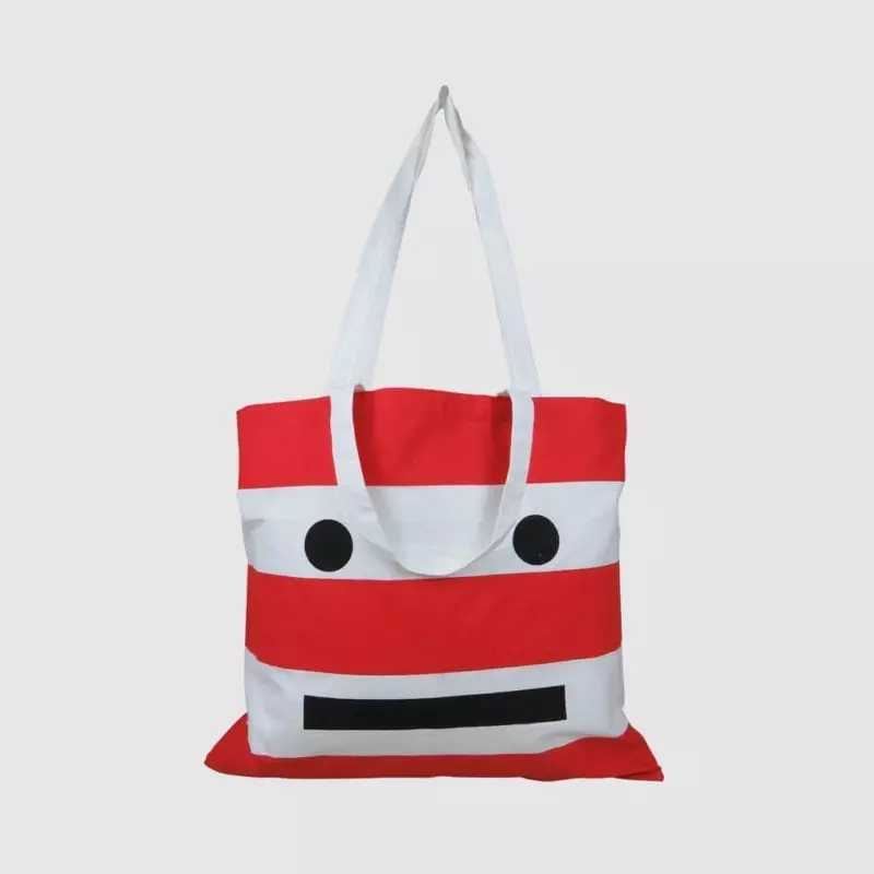 custom striped tote bag with short and long handles