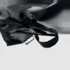 Black rPET Tote Bag with Custom Label Detail Close Up