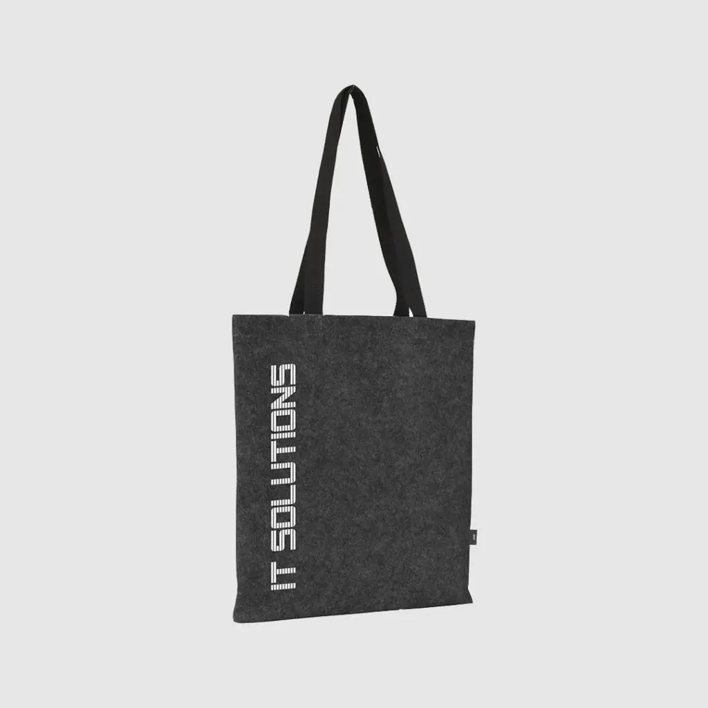 Dark Grey Felt Tote Bag with Digital Print Artwork
