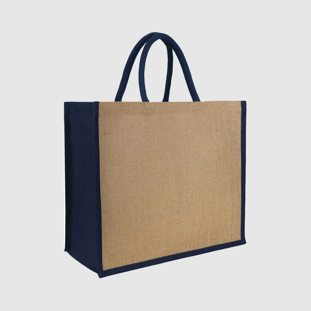 Navy/ Natural Jute Shopper Bag