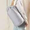 Women Wearing Grey Cotton Tote Shoulder Carry Drawstring Duffle Bag