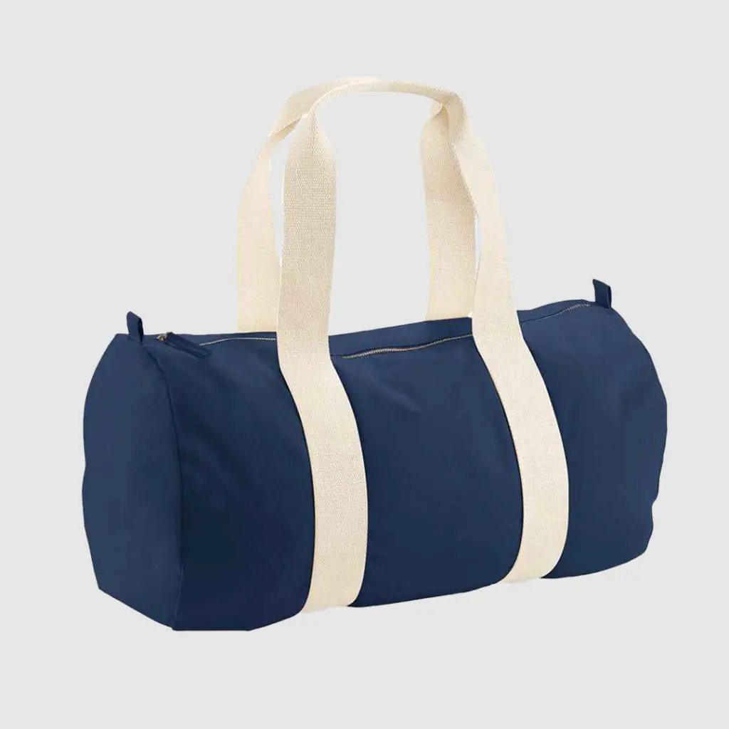 Navy/ Natural Cotton Tote Duffle Bag