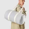 Light Grey and Natural Cotton Tote Duffle Bag