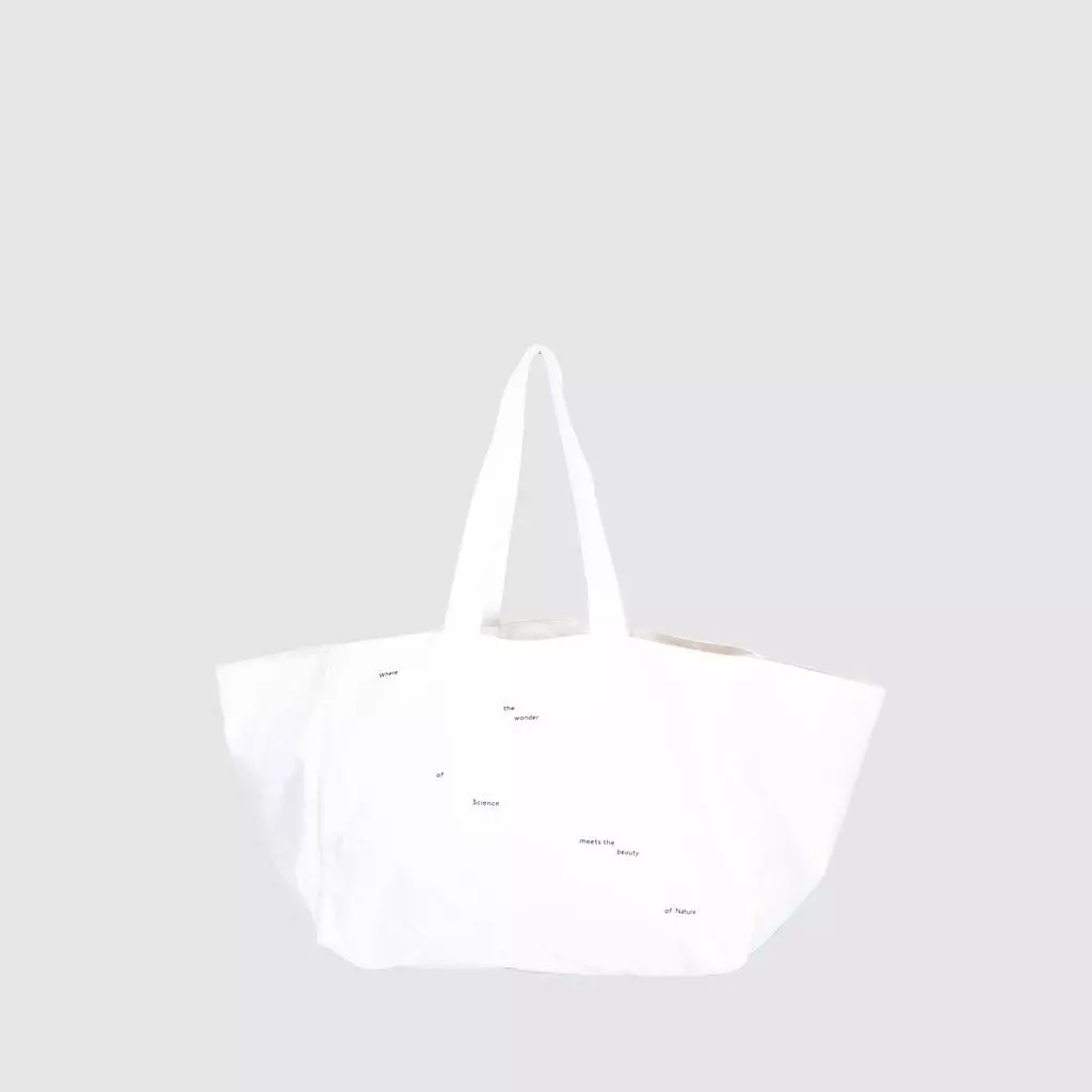 personalised beach bag in white with white print