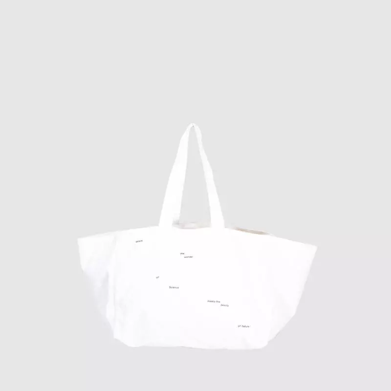 personalised beach bag in white with white print