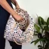 bespoke tote bag with real leather handles