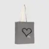 Grey/Natural 8oz Cotton Shopper Tote with Gusset With Heart 8oz Logo