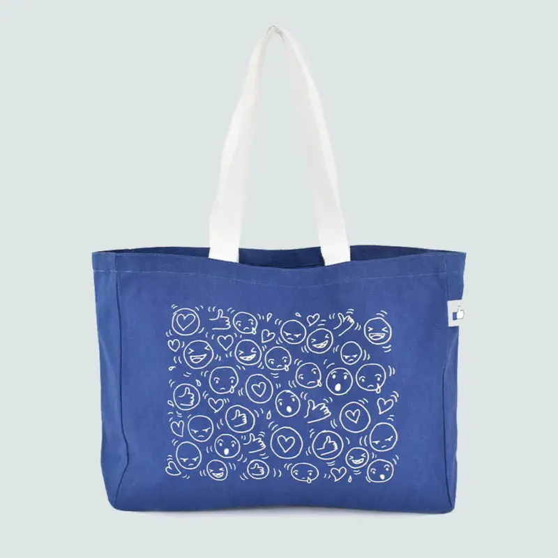 Facebook Digital Print Artwork Contrast Handle Tote Bag