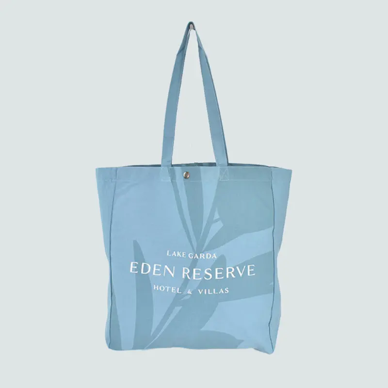 Edge to Edge Tote Bag with Interior Pockets and Popper Closure