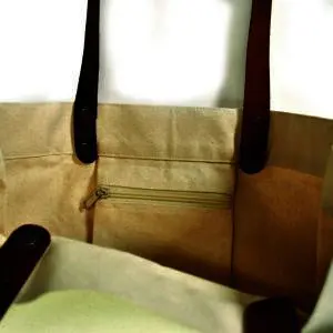 canvas tote with leather handles and rivets