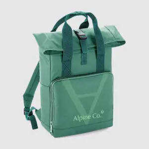 side view of green backpack for customising