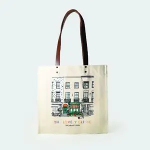 The Lovely Clinic Tonksy Treatments natural bag with leather handles
