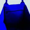 blue luxury landscape tote bag shown open with zipped inside pocket