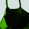 green luxury landscape tote bag shown open with zipped inside pocket