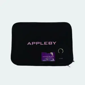 Black custom laptop case by Bag Workshop for Appleby Global corporate gifting