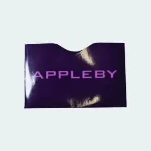 custom card holder in purple leather and pink print