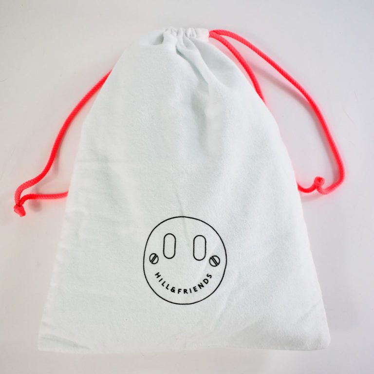 Hill&Friends White Drawstring Bag with Red String Closure