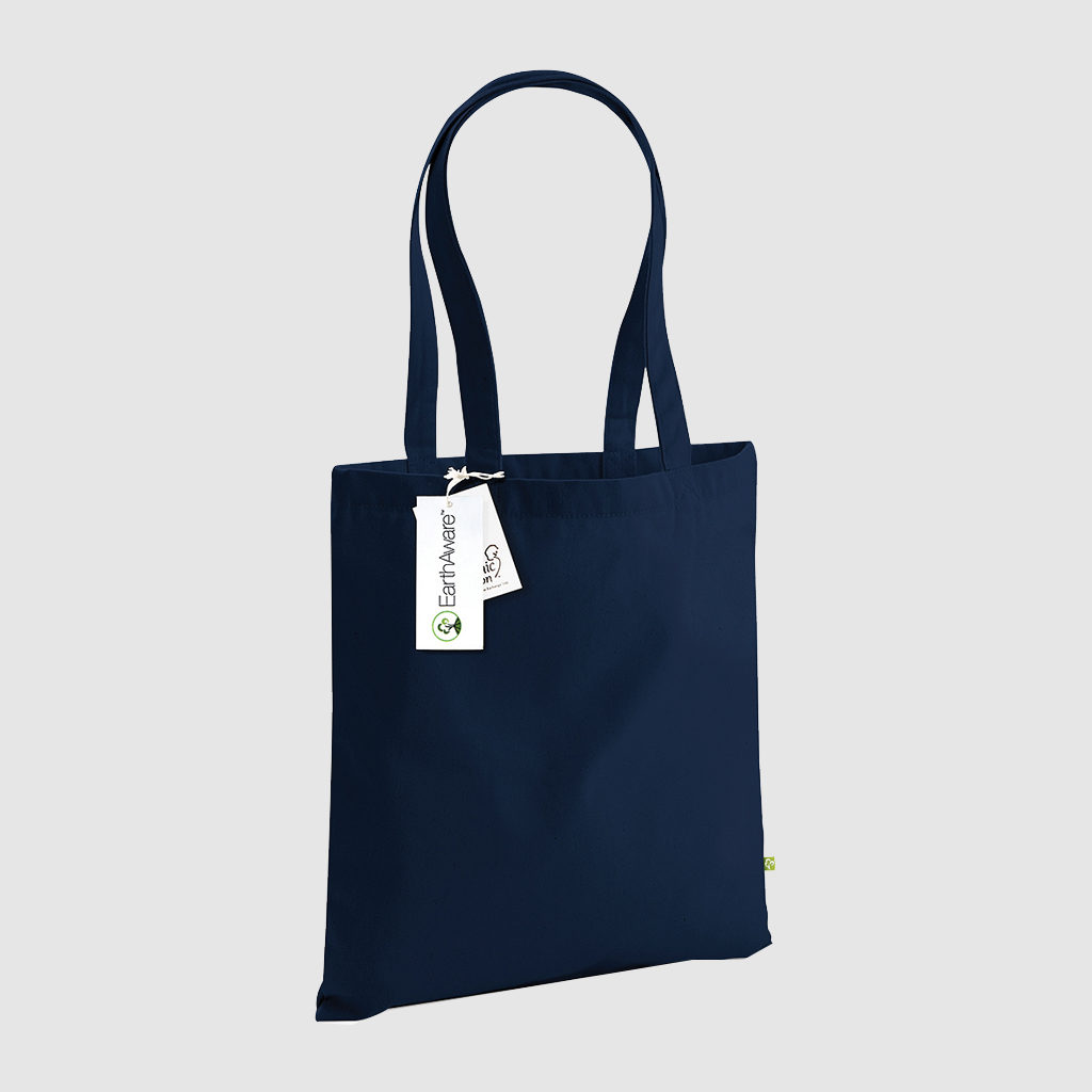 Custom organic cotton canvas totes, with long handles for shoulder carry