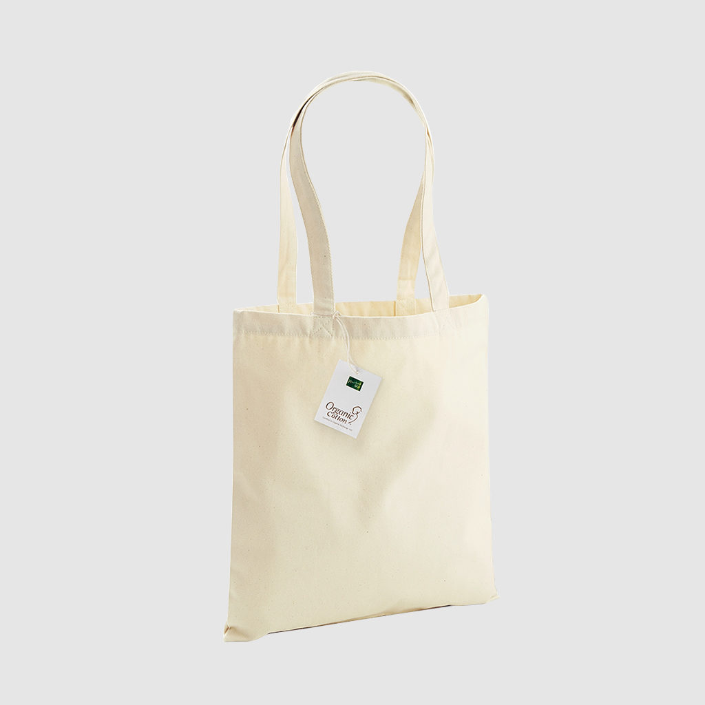 Custom organic cotton canvas totes, with long handles for shoulder carry