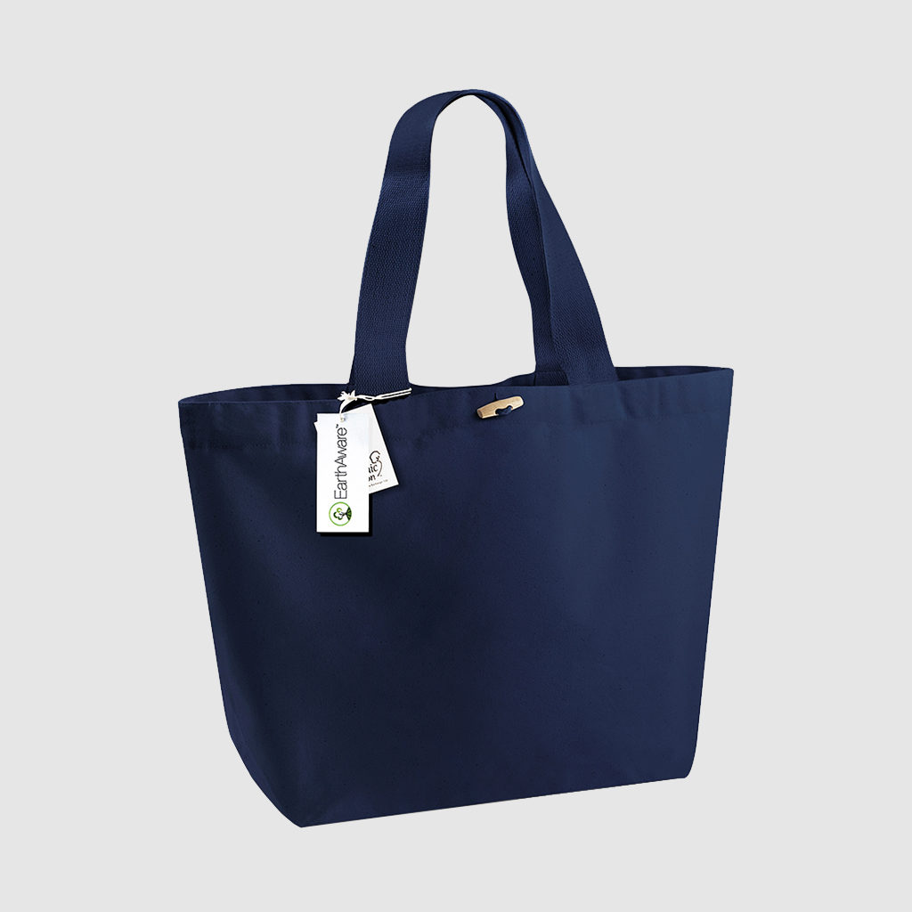 Custom organic toggle shopper, made with organic cotton canvas, two long handles