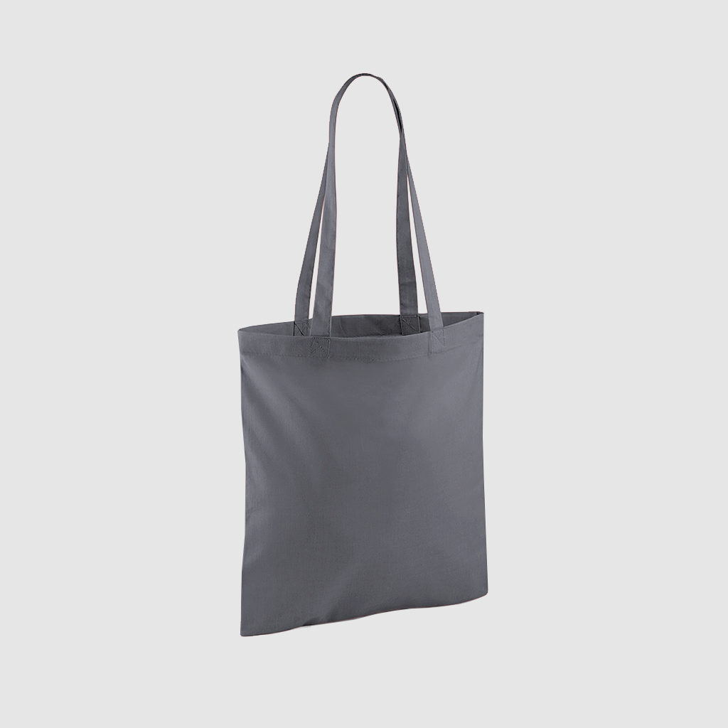 Custom shopper tote in black with long handles, shoulder carry and inexpensive option