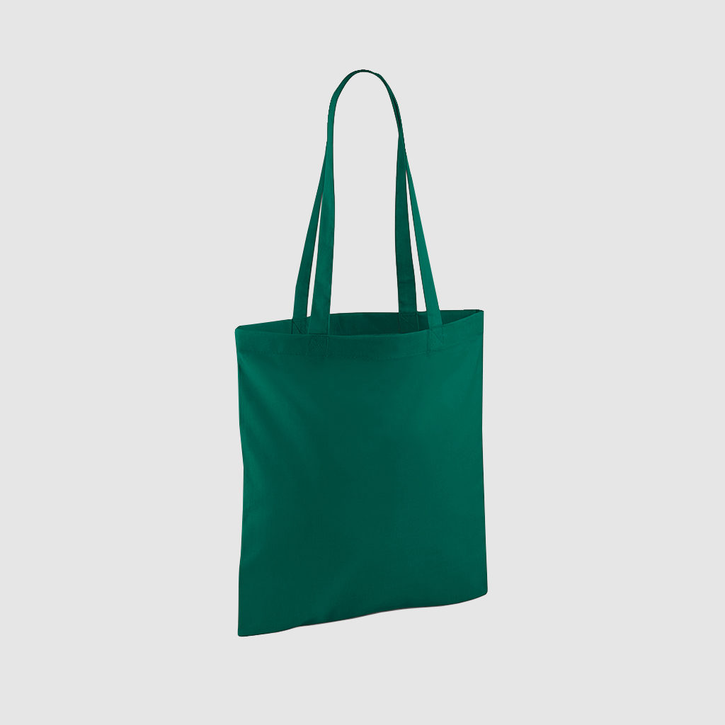 Custom shopper tote in black with long handles, shoulder carry and inexpensive option