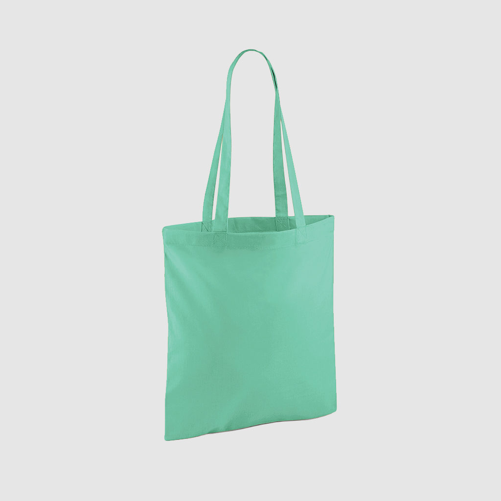 Custom shopper tote in black with long handles, shoulder carry and inexpensive option