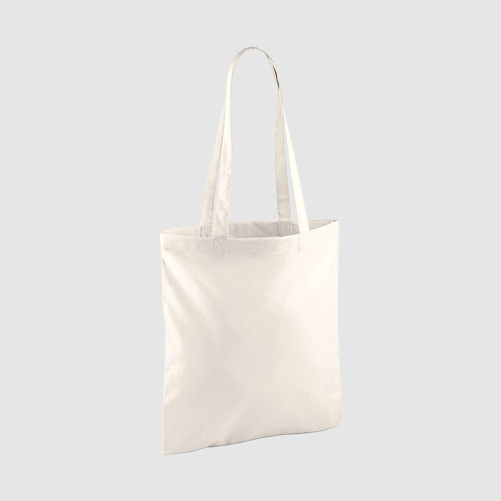 Custom shopper tote in black with long handles, shoulder carry and inexpensive option