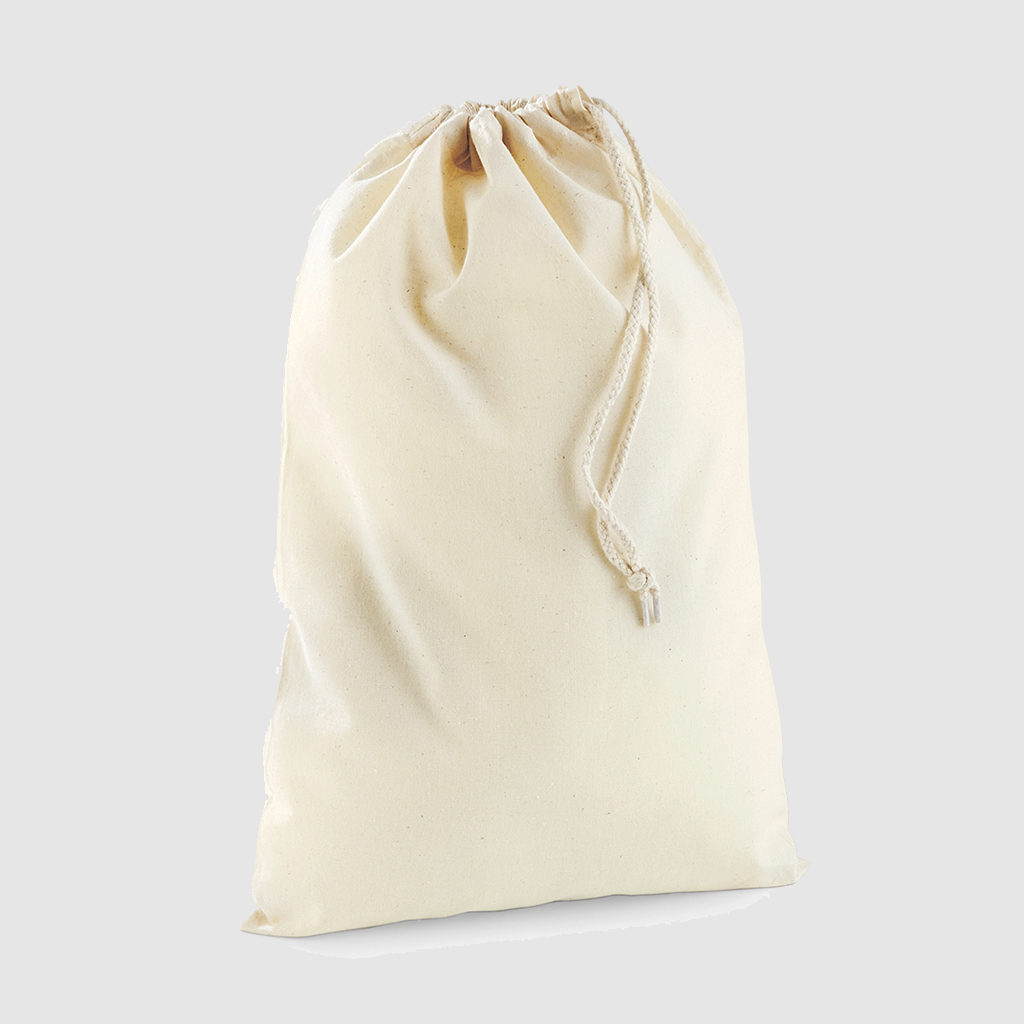 Custom black drawstring bag, black cotton with black stitching