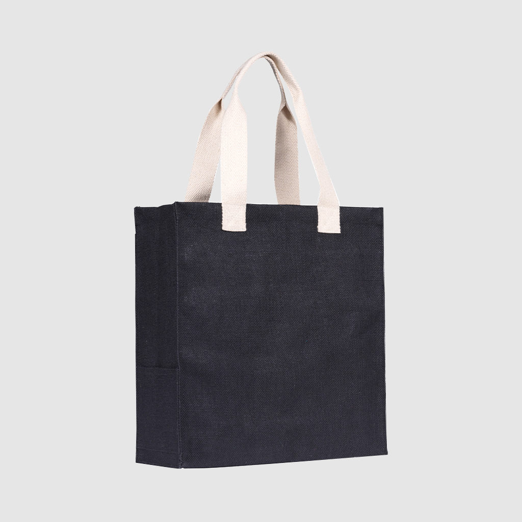Custom natural jute tote, with webbed cotton short handles, customisation options are available