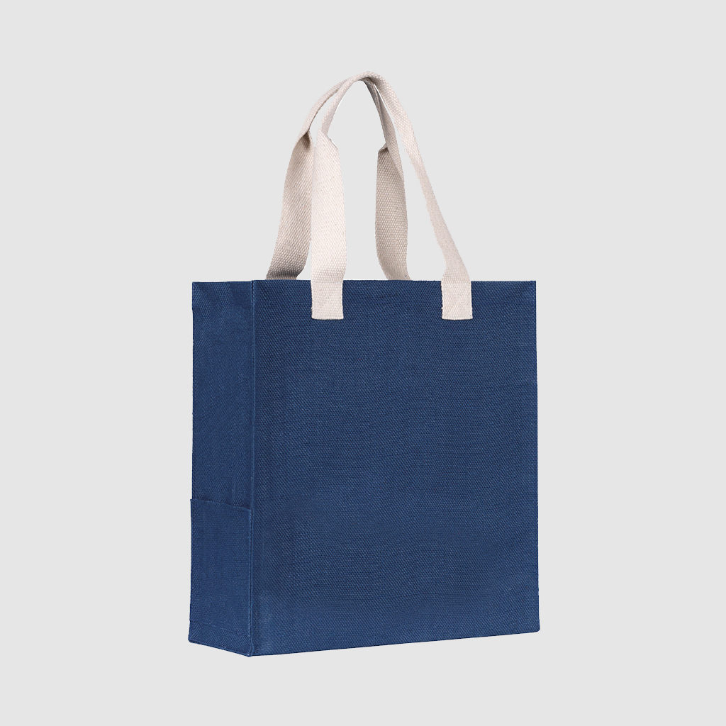 Custom natural jute tote, with webbed cotton short handles, customisation options are available