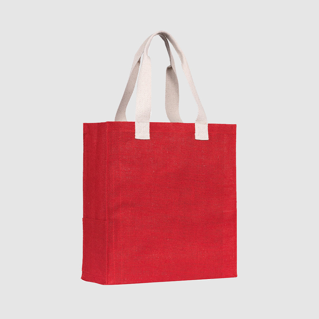 Custom natural jute tote, with webbed cotton short handles, customisation options are available