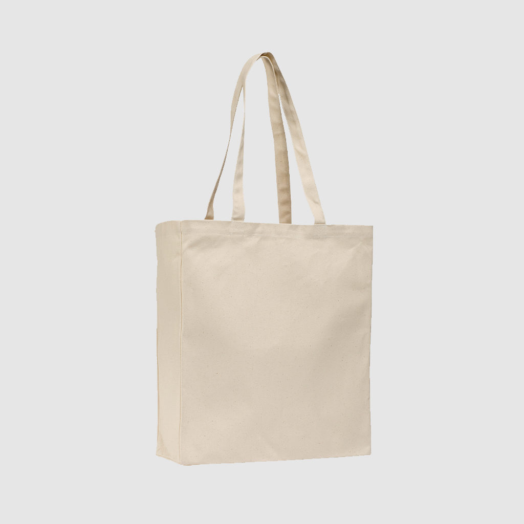 Custom long handle shopper, made from woven, cotton in black