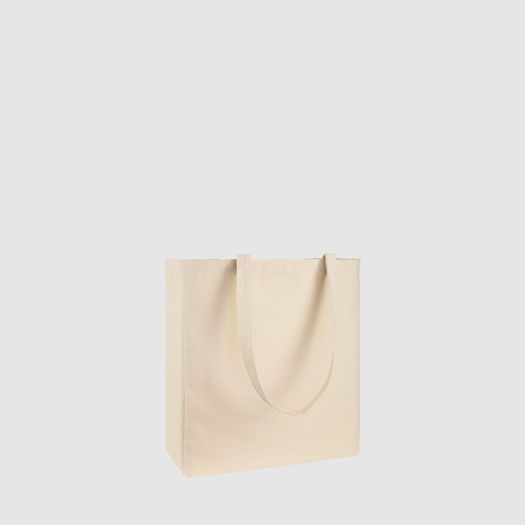 Custom long handle shopper, made from woven, cotton in black