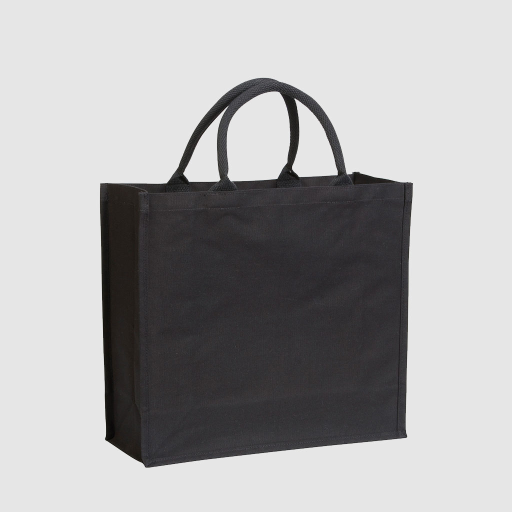 Tote 7oz Rope Handled Laminated Cotton Canvas -Black