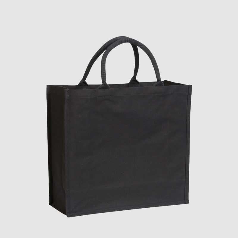 Tote 7oz Rope Handled Laminated Cotton Canvas -Black