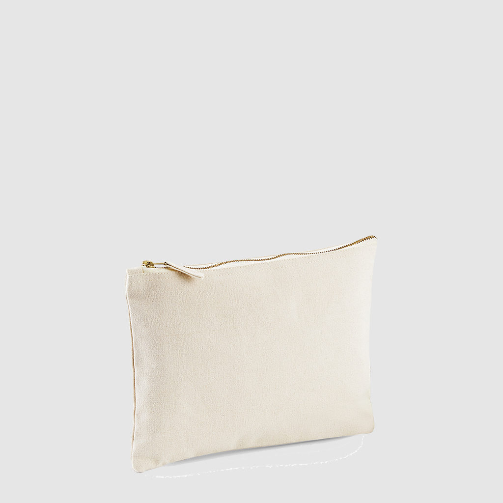 Custom cosmetic bag medium made from cotton canvas with small metal zip